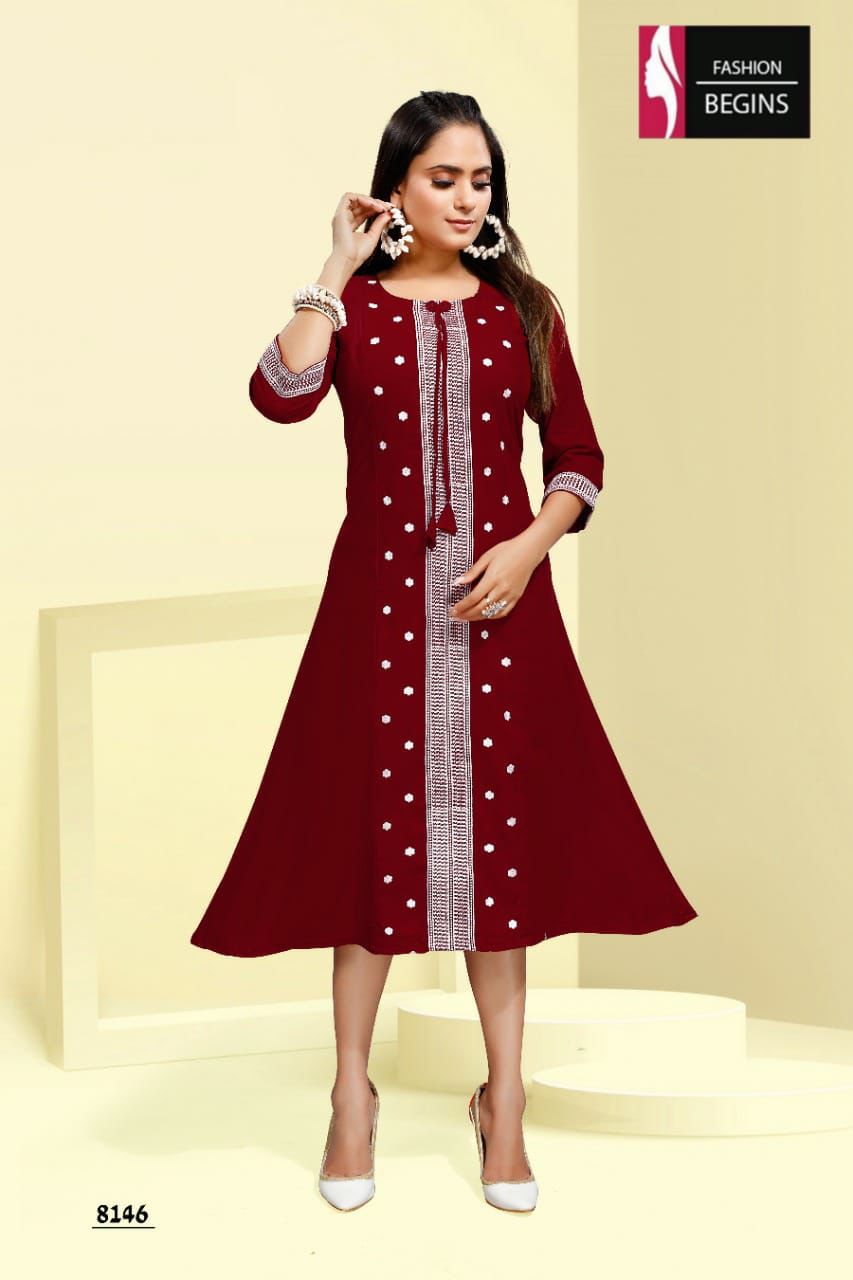 Lata Fashion begins Fancy Ethnic Wear Rayon Designer Kurti Collection